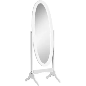 Comparateur de prix : HOMCOM Miroir à pied ovale style shabby chic aspect bois blanc