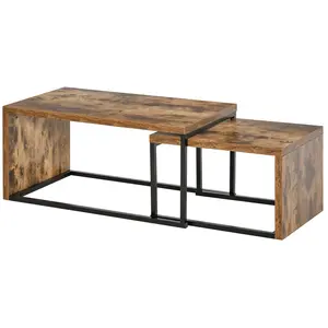 Comparateur de prix : HOMCOM Lot de 2 tables basses gigognes design industriel encastrable