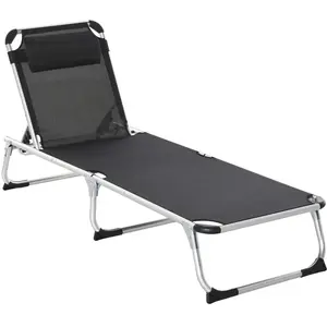 Outsunny Bain de soleil transat pliable grand confort dossier réglable... pas cher