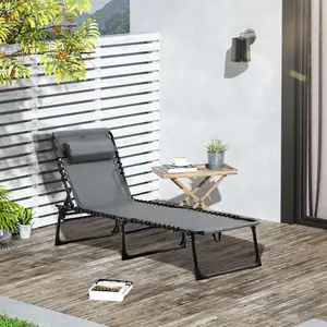 Bain de soleil transat pliable - OUTSUNNY - dossier inclinable - poche...