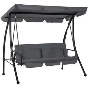 Comparateur de prix : Outsunny Balancelle de Jardin Convertible 3 Places Inclinaison Toit ré...