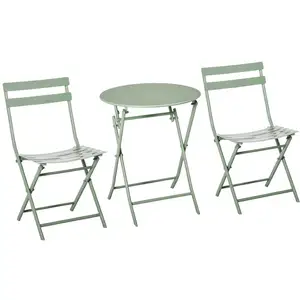 Outsunny - Salon de Jardin Bistro - Acier - 60x60x71cm - Vert pas cher