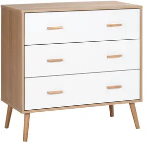 Comparateur de prix : HOMCOM Commode scandinave sur pieds 3 tiroirs blanc aspect bois clair