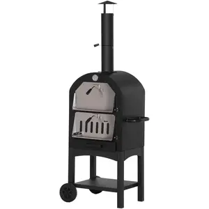 Comparateur de prix : Outsunny Four à pizza extérieur au charbon de bois acier au carbone noir gris