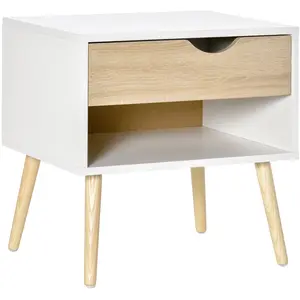 HOMCOM Chevet design scandinave avec niche blanc aspect chêne clair pas cher