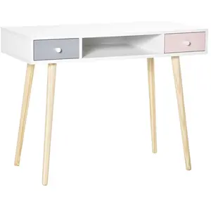 Comparateur de prix : HOMCOM Bureau enfant style scandinave 2 tiroirs et 1 niche blanc