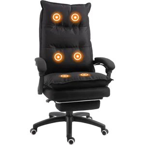 Comparateur de prix : Fauteuil de bureau direction massant HOMCOM - Toile de lin noir - Doss...