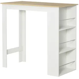 Table de bar - HOMCOM - aspect chêne clair blanc - 3 étagères - 112L x 57l x 106H cm pas cher