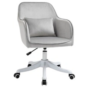 Comparateur de prix : HOMCOM Fauteuil de Travail Velours Gris Clair Massant Réglable Pivotant 360°   Aosom France