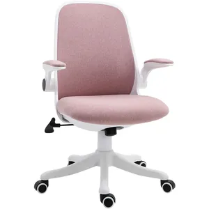VINSETTO Chaise de bureau accoudoirs relevables support lombaires tissu rose pas cher