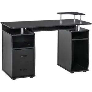 Bureau informatique design multi-rangements HOMCOM - Noir - Réf. 920-0... pas cher