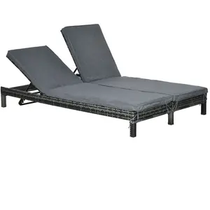Outsunny Bain de soleil transat 2 places grand confort matelas inclusVendu paraosom