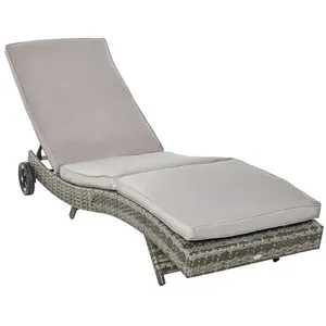 Comparateur de prix : Bain de soleil transat grand confort - OUTSUNNY - Gris - Résine tressé...