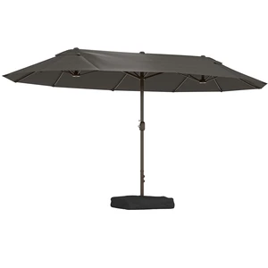 Comparateur de prix : Outsunny Parasol de jardin XXL pied contrepoids inclus acier polyester gris