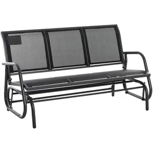 Outsunny Banc à bascule de jardin 3 places design contemporain noir pas cher