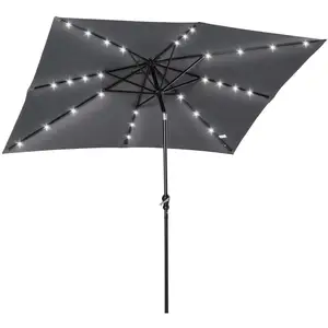 Outsunny Parasol lumineux rectangulaire inclinable LED solaire polyest... pas cher