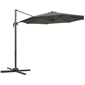 Comparateur de prix : Parasol déporté octogonal inclinable rotatif 360° - OUTSUNNY - Acier - Gris
