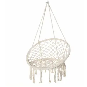 Outsunny Chaise suspendue macramé coton polyester beige