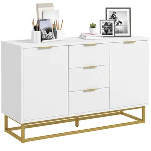 HOMCOM Buffet Meuble De Rangement Scandinave Élégant – 2 Portes, 1 Tiroir, Blanc Et Chêne Clair, Style Nordique Moderne