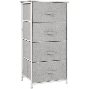 Comparateur de prix : Chiffonnier HOMCOM - Meuble de Rangement 4 tiroirs - Gris et Blanc - S...