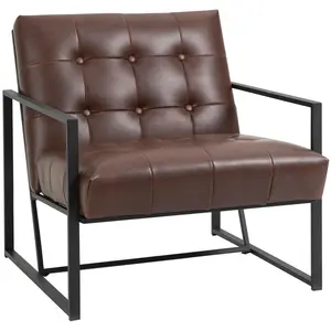 Comparateur de prix : Fauteuil Lounge Chesterfield - HOMCOM - Noir - Revêtement synthétique - Chocolat