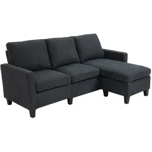 Homcom Canapé D'angle 3 Places Méridienne Réversible Tissu Polyester pas cher