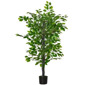 Comparateur de prix : HOMCOM Plante artificielle ficus H.1,35 m tronc branches liane lichen pot