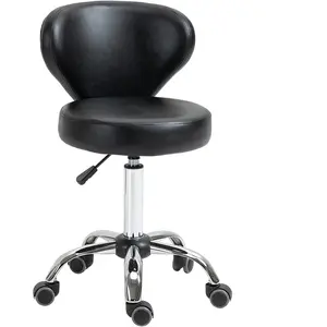 Comparateur de prix : HOMCOM Tabouret de massage réglable pivotant avec dossier métal chromé noir