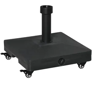 Comparateur de prix : Outsunny Pied de parasol base de lestage parasol carré hdpe surface granuleuse noir