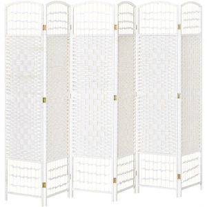 Comparateur de prix : HOMCOM Paravent intérieur 6 panneaux pliables bois fibres blanc paille