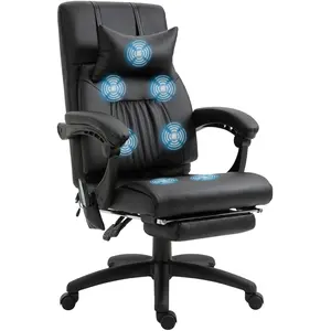 HOMCOM Fauteuil de bureau manager massant hauteur réglable dossier inc...