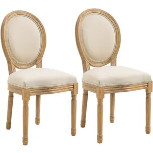 Chaises médaillon - HOMCOM - Lot de 2 - Bois massif sculpté - Aspect l... pas cher