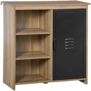 Comparateur de prix : HOMCOM Buffet design industriel 3 niches placard aspect bois métal noir
