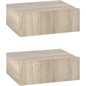 Comparateur de prix : HOMCOM Lot de 2 tables de chevet murales - tiroir coulissant, plateau - bois