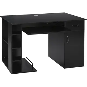 Comparateur de prix : HOMCOM Bureau informatique multimédia multi-rangements avec étagère ti...