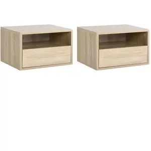 Tables de chevet murales - HOMCOM - Lot de 2 - Tiroir coulissant - Nic... pas cher