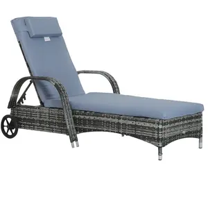 Transat bain de soleil grand confort - Outsunny - Gris - Inclinaison r...
