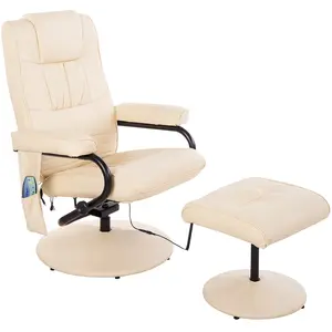 Comparateur de prix : HOMCOM Fauteuil de massage relax inclinable repose-pied synthétique beige