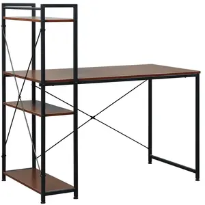 Comparateur de prix : HOMCOM Bureau informatique design industriel avec bibliothèque 3 étagè...