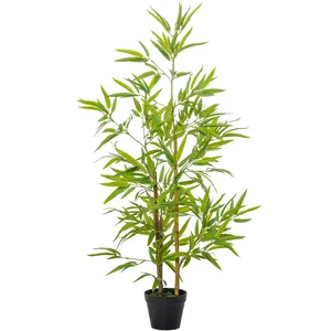 Comparateur de prix : Outsunny Bambou artificiel H.1,2 m 369 feuilles pot inclus noir lichen vert
