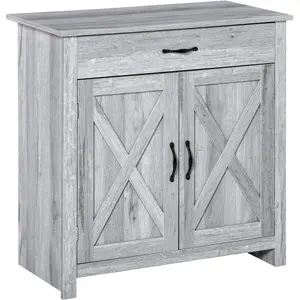 Comparateur de prix : HOMCOM Buffet 2 portes tiroir style rural chic aspect bois gris clair