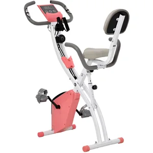 Comparateur de prix : HOMCOM Vélo d'appartement rose pliant 8 niveaux de résistance magnétiq...