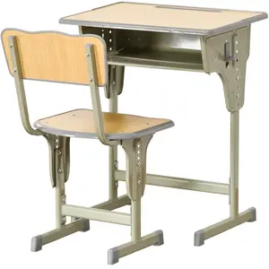 HOMCOM Bureau enfant Vintage style pupitre d'écolier kaki aspect bois clair
