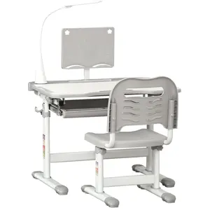 HOMCOM Bureau enfant avec chaise rég 70x49x105cm Gris