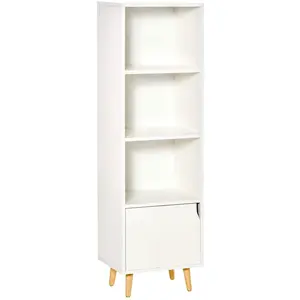 Comparateur de prix : HOMCOM Rangement colonne scandinave 3 niches porte pieds bois panneaux blanc