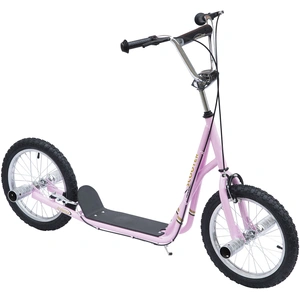 HOMCOM Trottinette patinette Grandes Roues pneumatiques Ø 41 cm avec pegs Rose pas cher