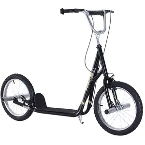 Comparateur de prix : HOMCOM Trottinette Patinette Freestyle Grandes Roues Pneumatiques Ø 41 Cm Avec Pegs Noir