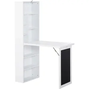 Comparateur de prix : HOMCOM Bureau mural pliable table murale rabattable suspendue sur pied...