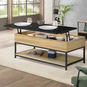 IDMARKET Table basse rectangle design industriel pas cher
