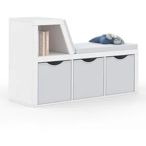 Comparateur de prix : Bibliothèque banc oscar 4 cases avec coussins gris et bacs tissus 102 ...